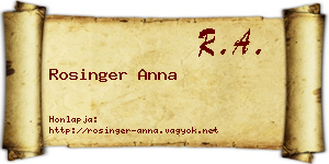 Rosinger Anna névjegykártya
